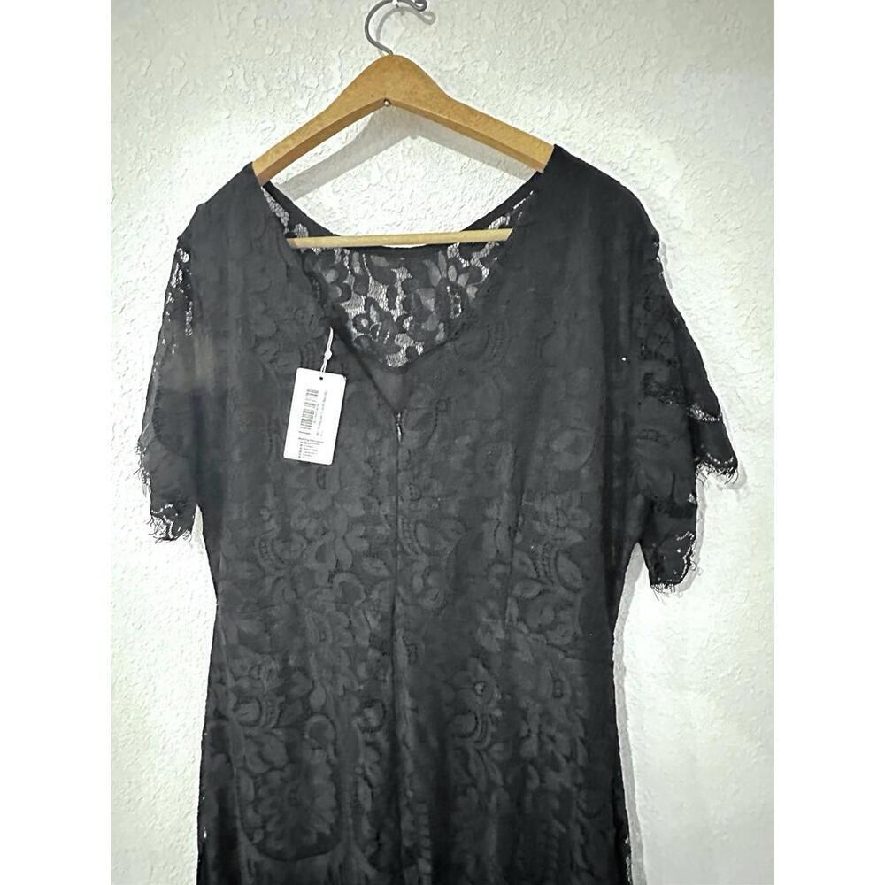 MSLG Black Lace Wedding Guest Dress Short V-Back Zipper Closure Women's XXL -NEW - Picture 3 of 9